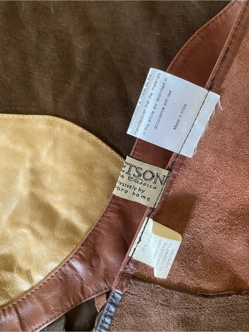 Stetson Home Classics Leather Patchwork Western Rustic Table Runner Brown